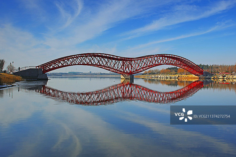 网红桥（拍摄于青岛胶州如意湖公园）图片素材