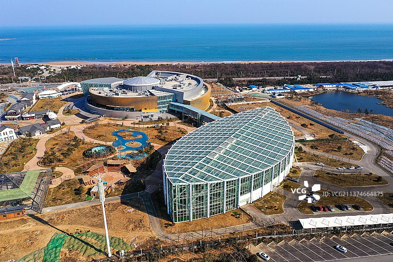 俯瞰日照海洋公园+山东省日照市东港区日照海洋公园图片素材