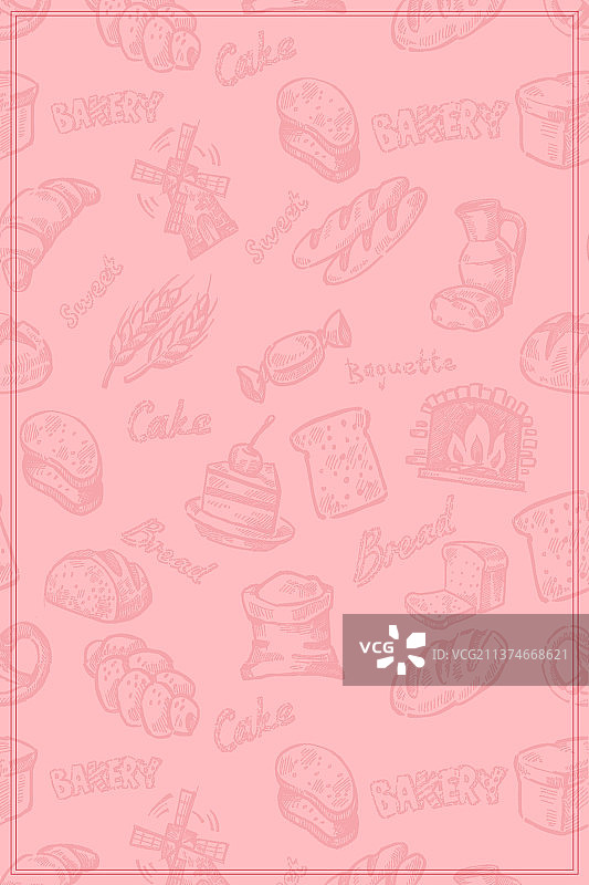 面包糖果线条纹理粉色创意海报背景图片素材