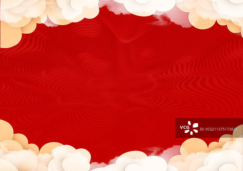 国风云朵流动水纹红色背景图片素材
