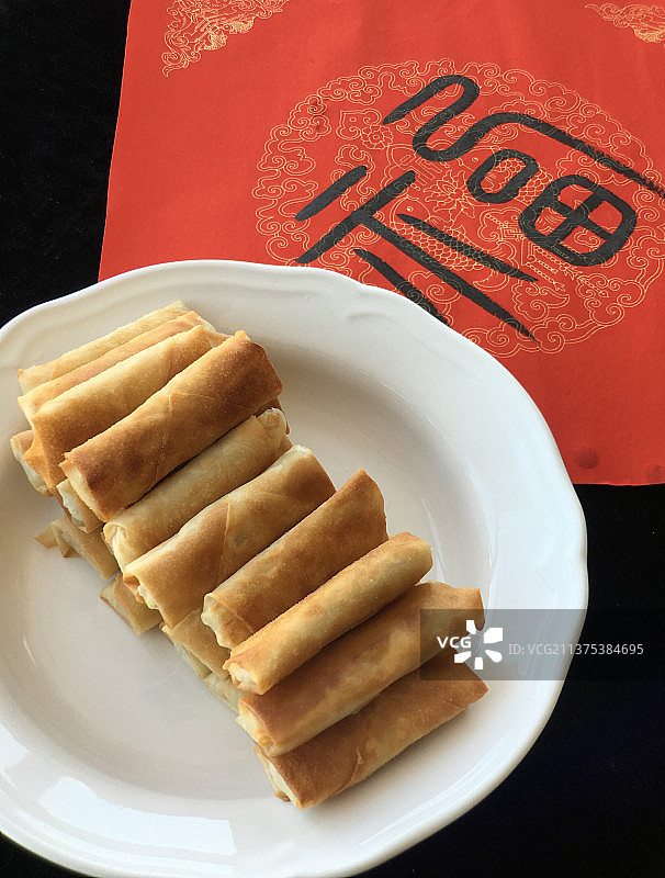 中式美食炸春卷图片素材
