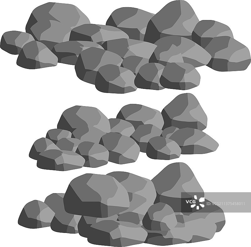 一套不同形状的灰色花岗岩石头图片素材
