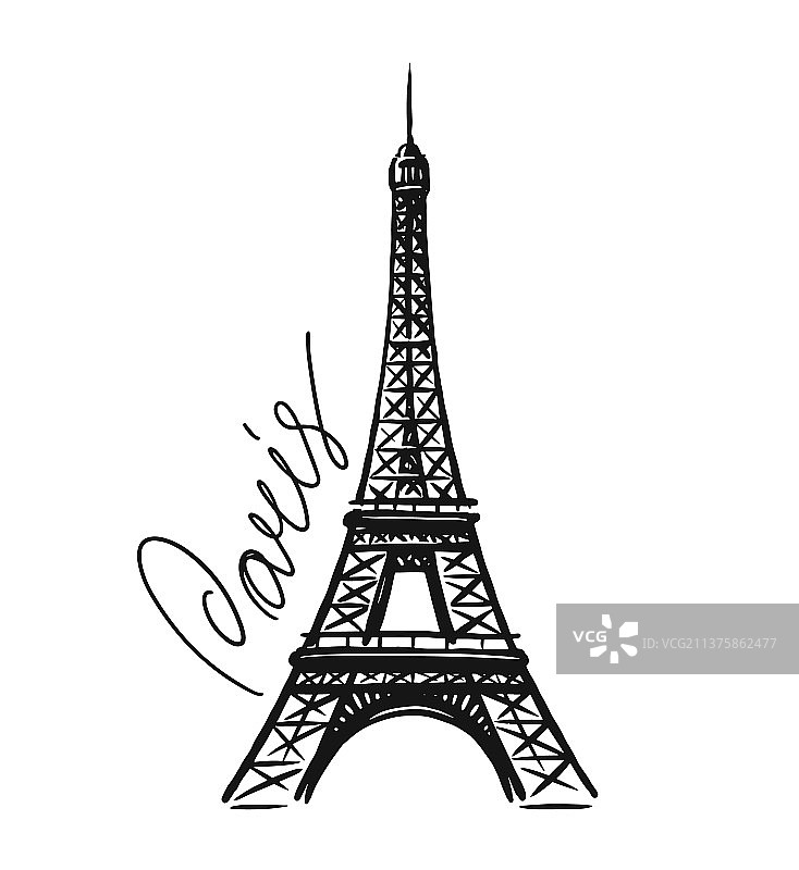 法国埃菲尔铁塔草图图片素材