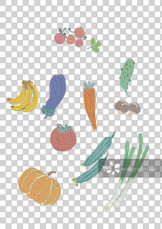 油画风格水果蔬菜图片素材