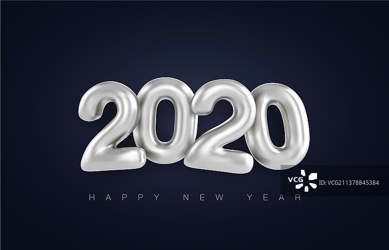2020年新年快乐银3d唱数字图片素材