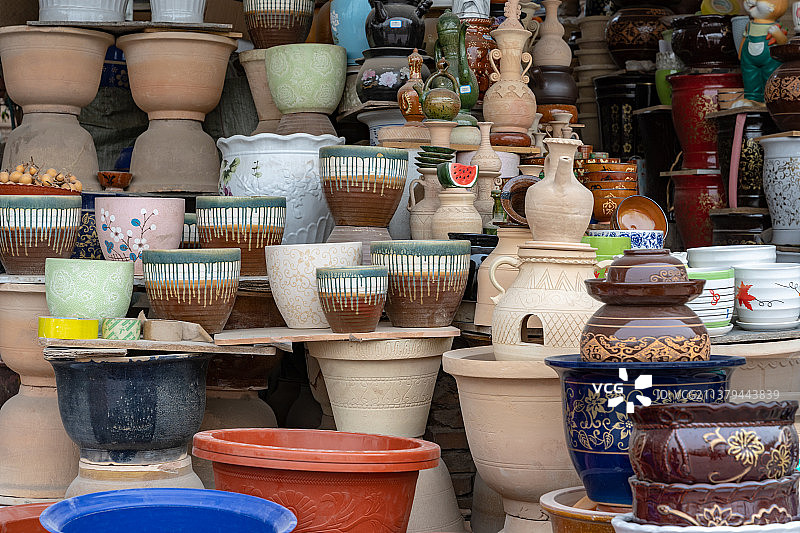 喀什古城的陶罐图片素材
