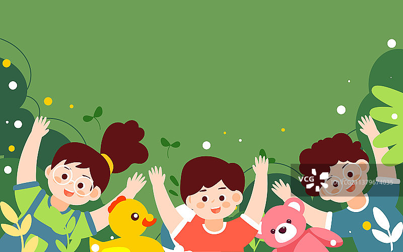 六一儿童节小孩躺草地插画快乐童年活动海报图片素材