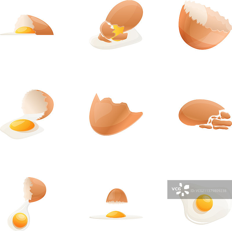 蛋壳产品图标集卡通风格图片素材