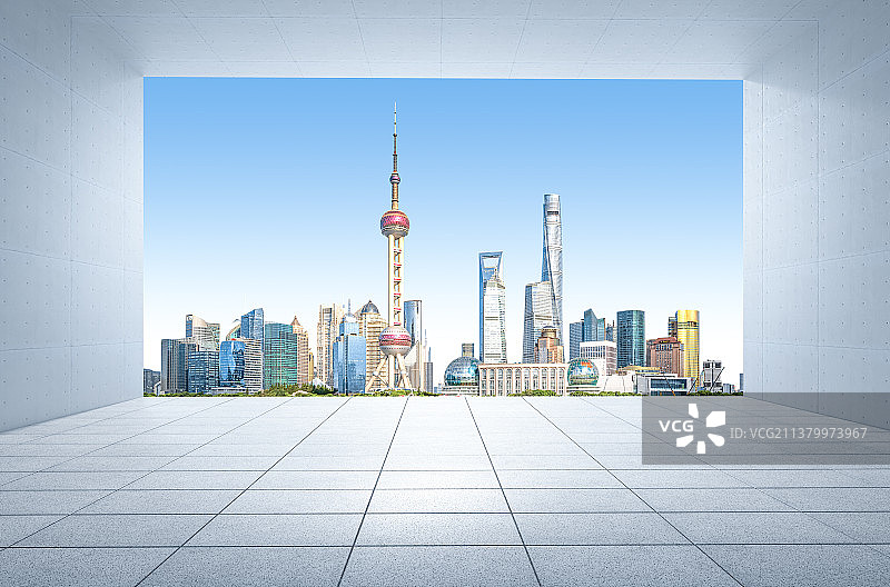 上海建筑城市风光道路平台图片素材