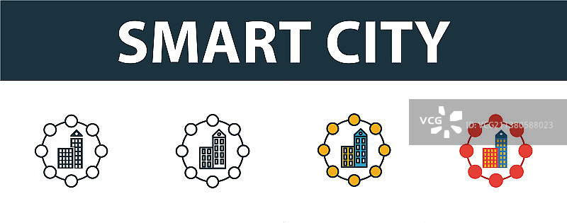 智慧城市图标设置中溢价符号不同图片素材