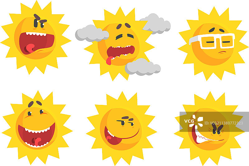 卡通太阳表达不同的情绪图片素材