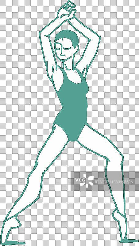 插画漫画描线元素 运动健身锻炼跳舞的人图片素材