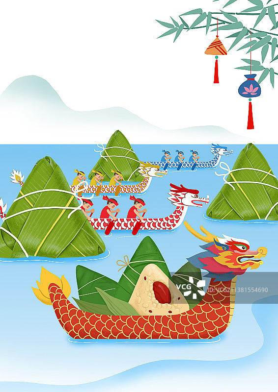 端午节赛龙舟吃粽子图片素材