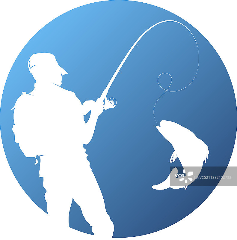 渔夫捕捞的鱼象征在蓝圈图片素材