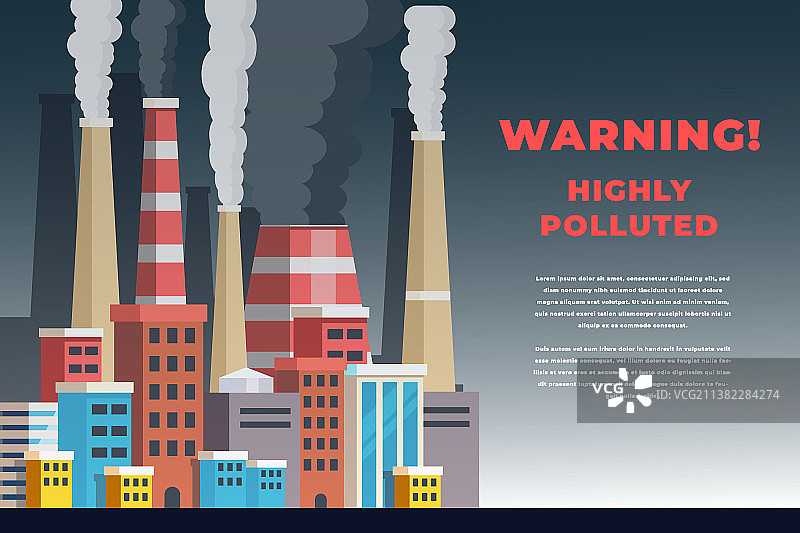 工厂排放浓烟的高污染城市图片素材