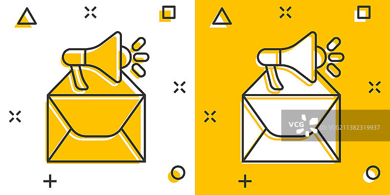 信封通知图标在漫画风格的电子邮件图片素材