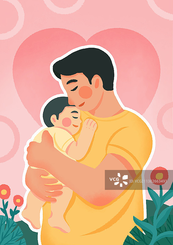 父亲把孩子抱在怀里，父亲节图片素材