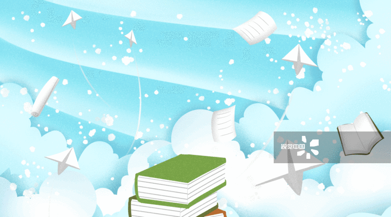 天空的书本纸飞机插画背景-GIF动图图片素材