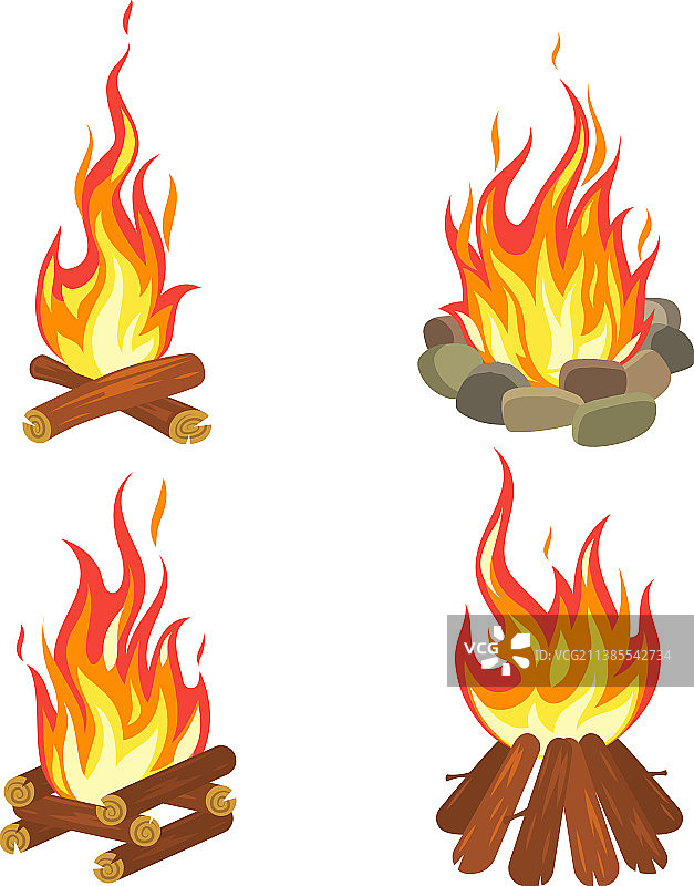 卡通火焰旅游夏季篝火森林图片素材