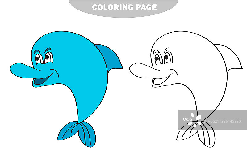 简单的涂色页海豚黑图片素材