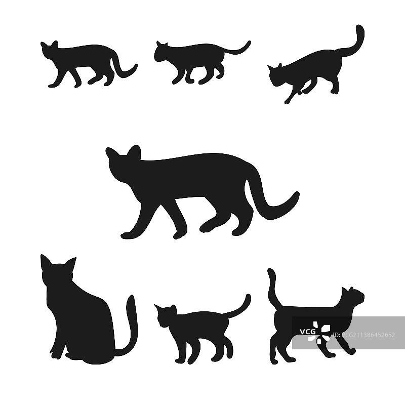 猫剪影集多种形状的猫与图片素材