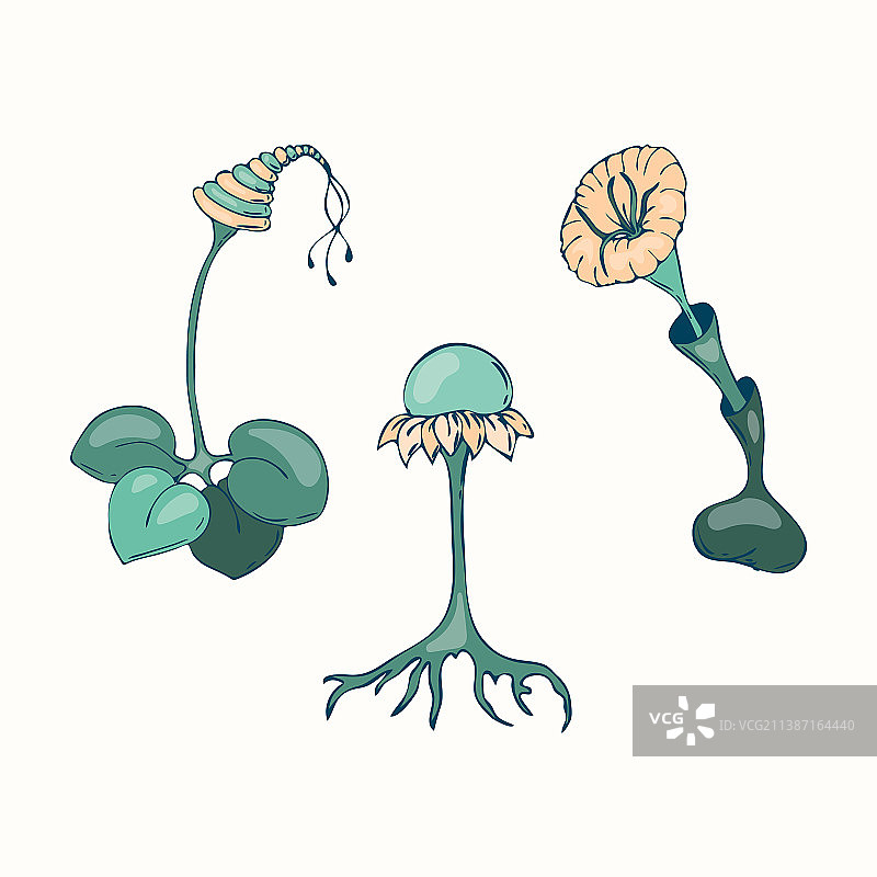 虚幻梦幻的蘑菇手绘涂鸦图片素材