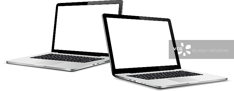 两台空白的笔记本电脑图片素材