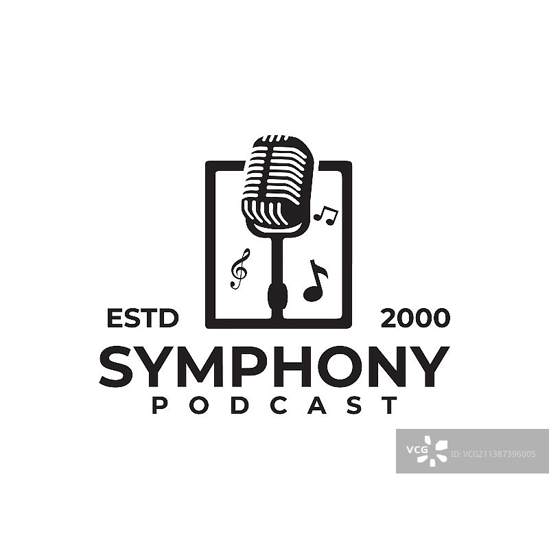 简单的黑人音乐播客logo设计图片素材