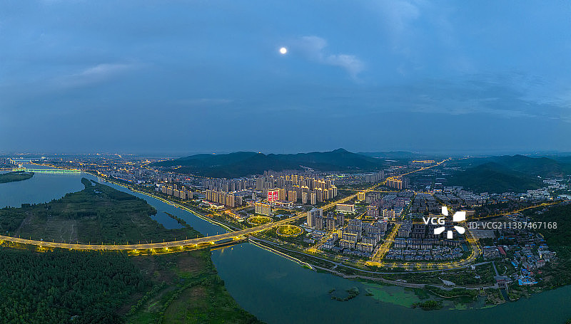 航拍襄阳城市夜晚夜景风光图片素材