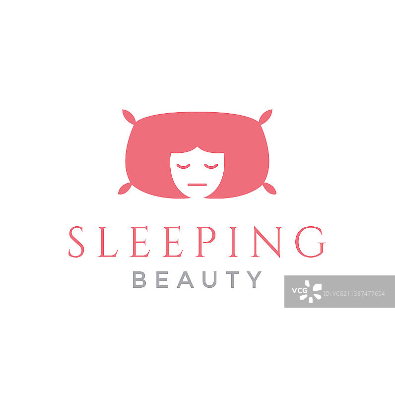 女孩脸与睡眠枕头标志设计图形图片素材