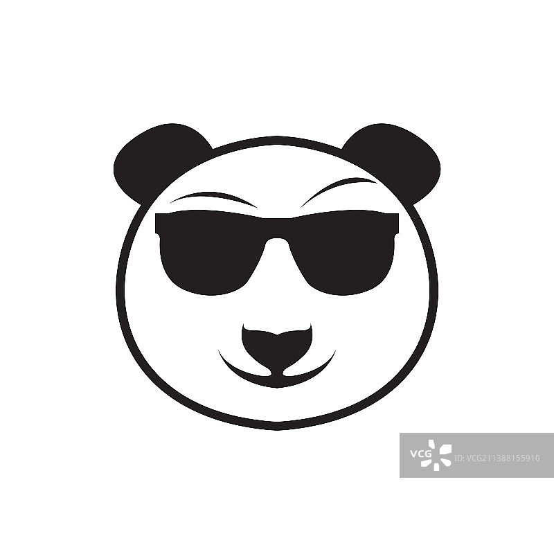 面带微笑的熊猫墨镜logo设计图片素材