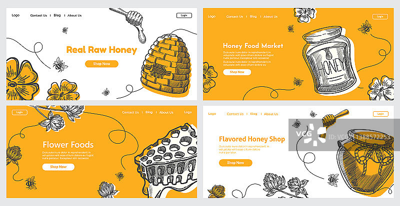 蜂蜜食品网横幅设置图片素材