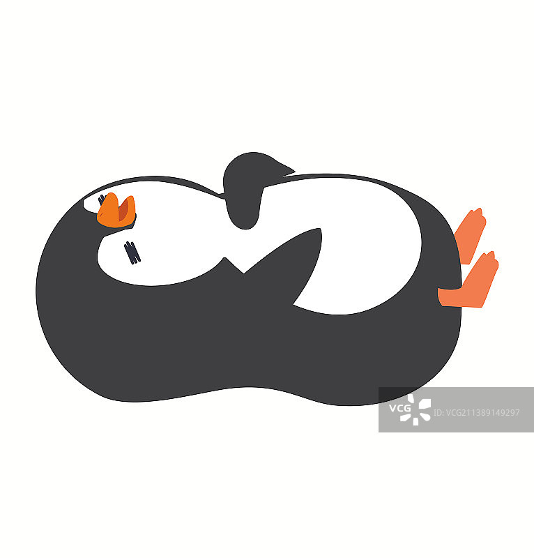 可爱的小企鹅睡觉了图片素材