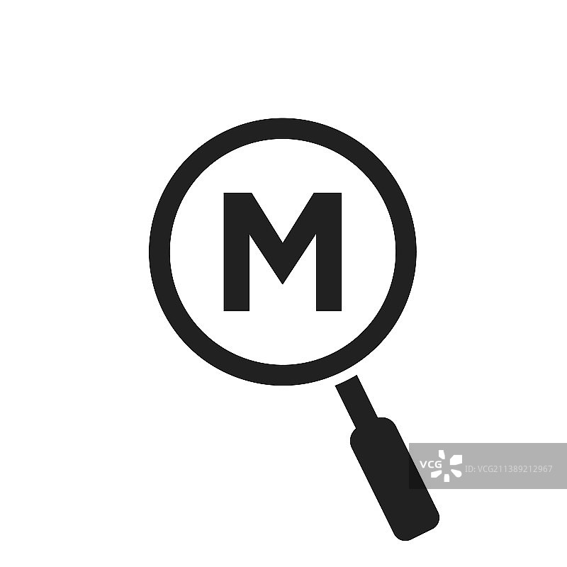搜索标志上的字母m模板放大镜图片素材
