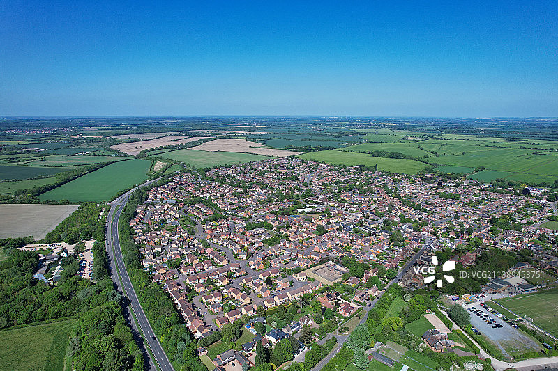 英国乡村的大鸟瞰图，在斯特雷特利英格兰，英国，英国图片素材