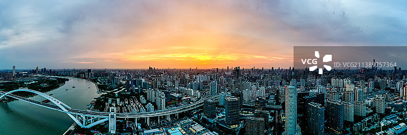 上海城市建筑风光日落航拍图片素材