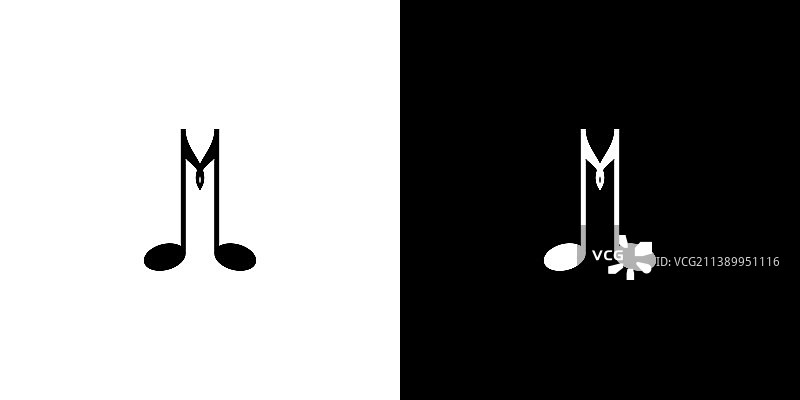 简单而独特的初始m音乐标志设计图片素材