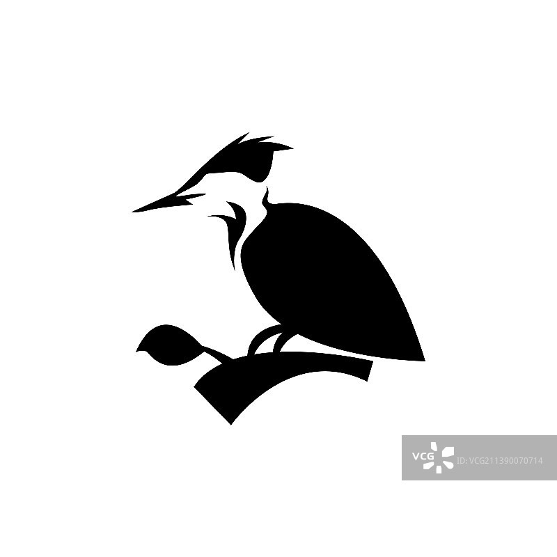 孤立形状鸟啄木鸟与分支标志图片素材