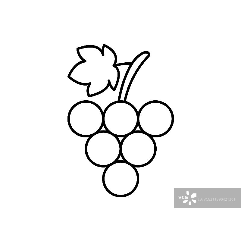 一串葡萄叶线艺术图标的食物图片素材