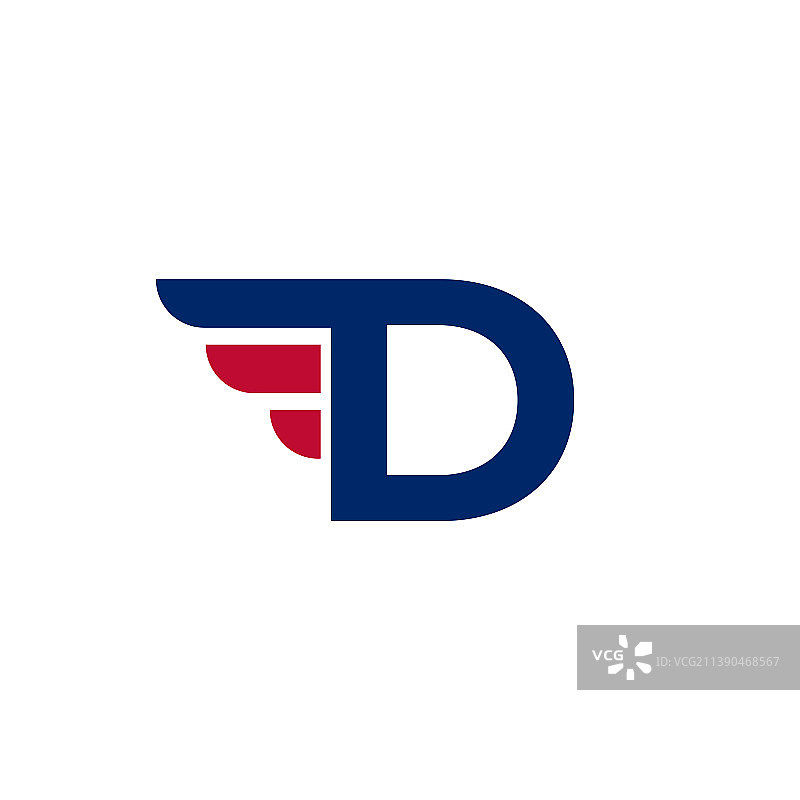 字母d与快速翅膀标志设计图片素材