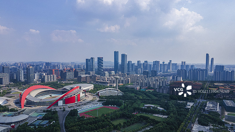 南京河西城市天际线航拍图图片素材