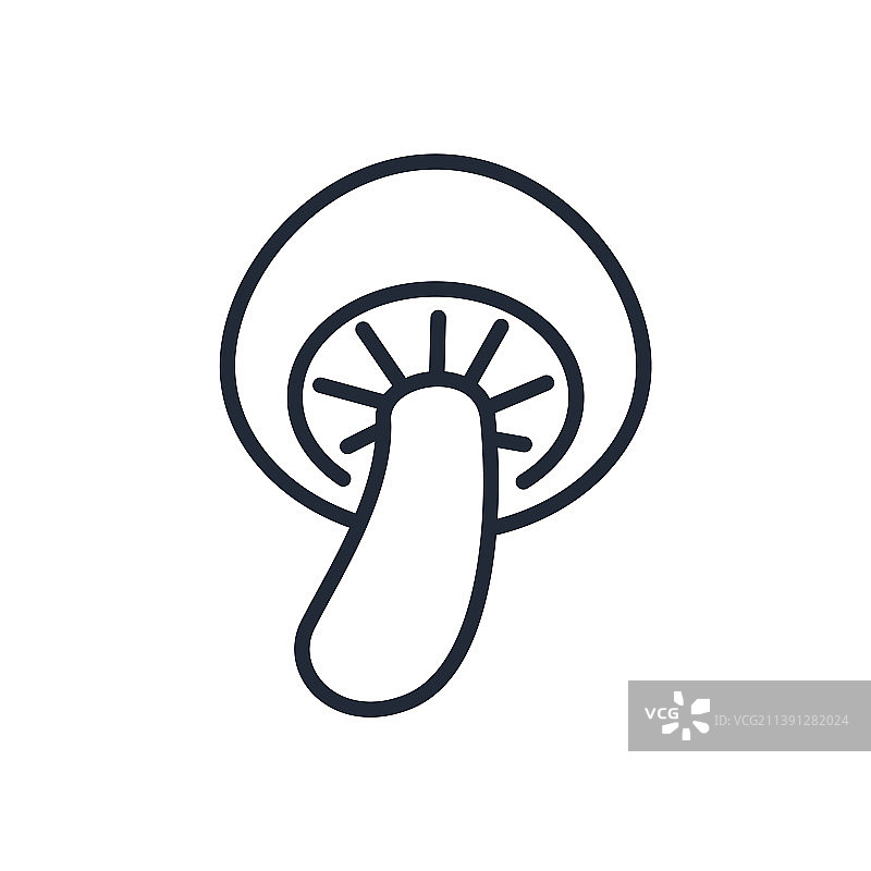 时髦的细线蘑菇图标上的白色图片素材