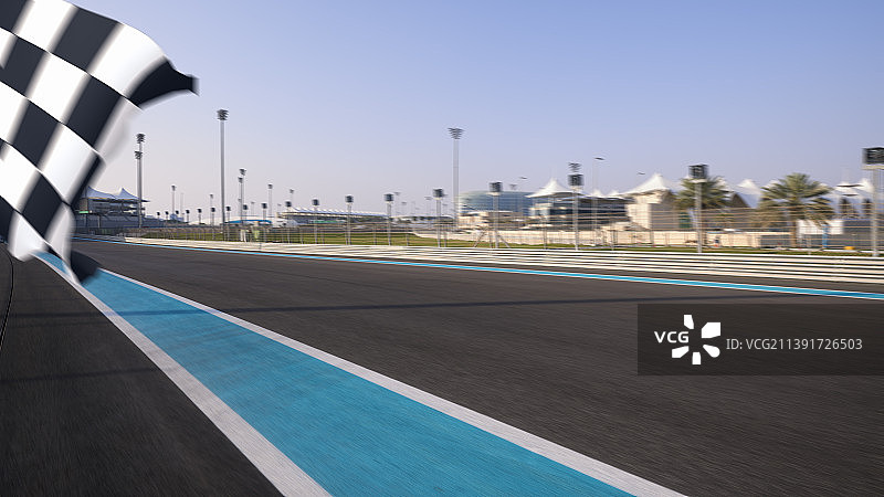 F1汽车赛道运动模糊速度特效方格旗图片素材