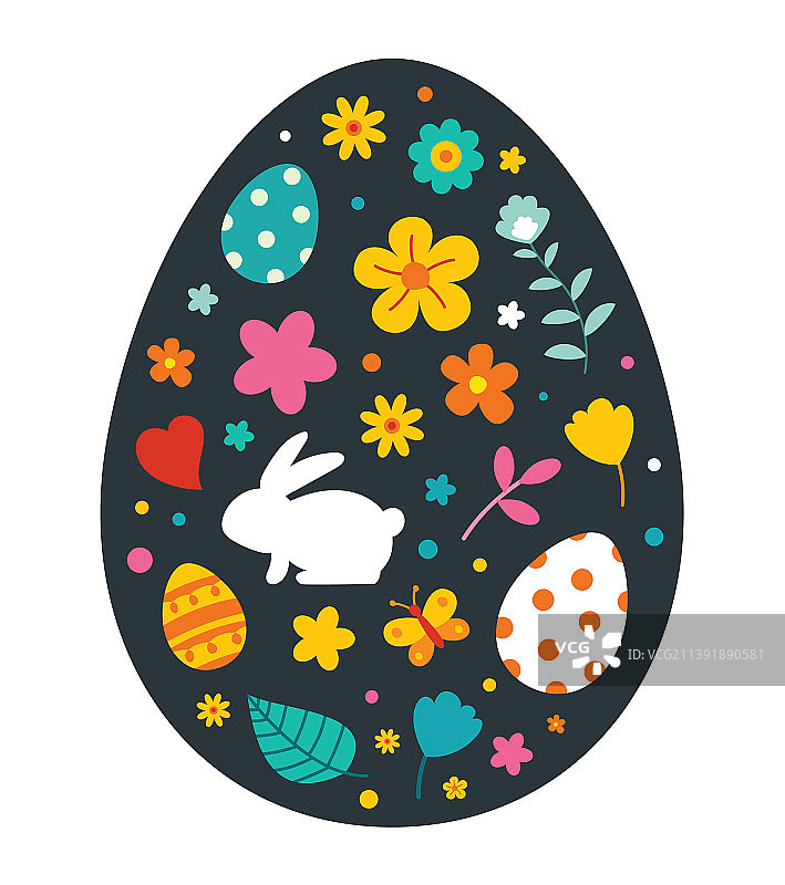用鲜花装饰的复活节彩蛋和复活节图片素材