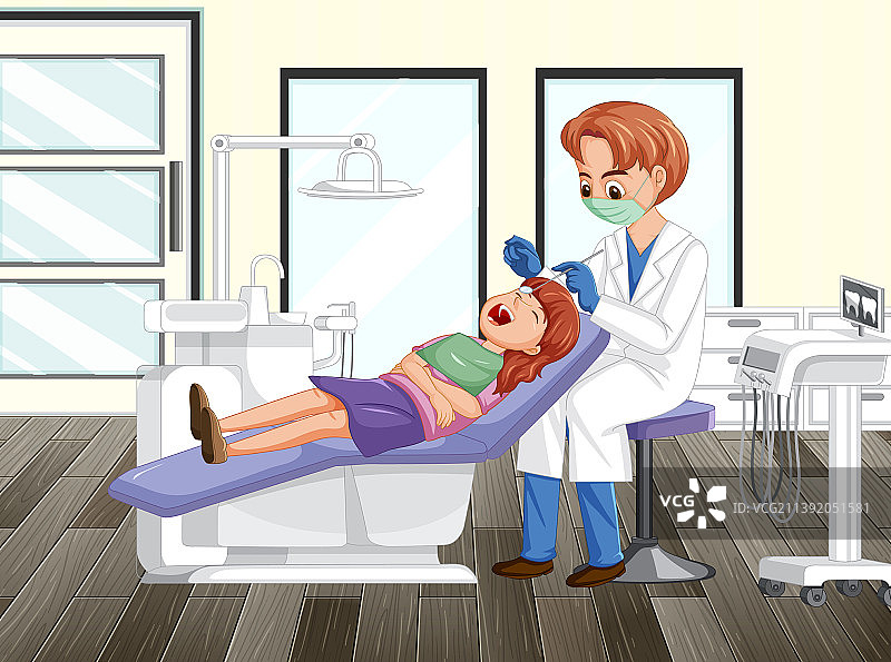 牙科医生在诊所检查病人的牙齿图片素材