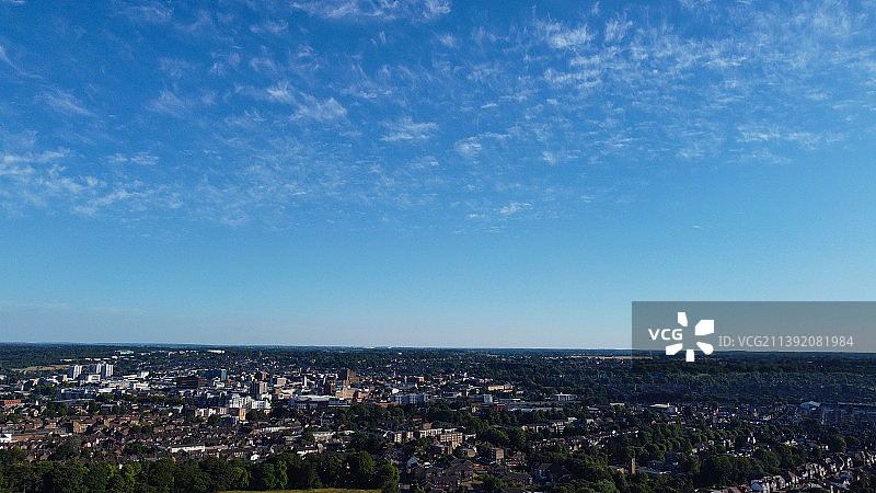 美丽的沃顿公园的空中镜头卢顿英格兰，卢顿，英国，英国图片素材