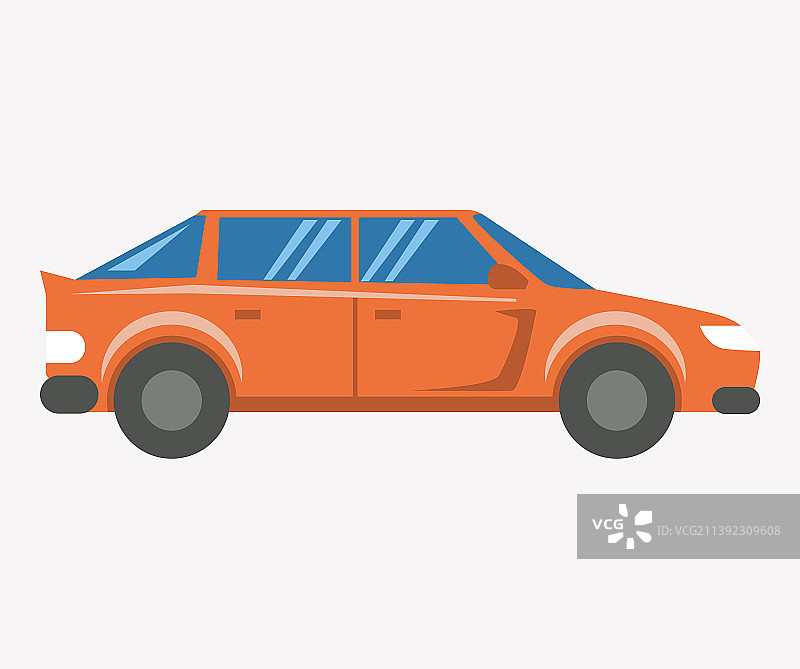 橙色汽车现代掀背式侧视图汽车图片素材