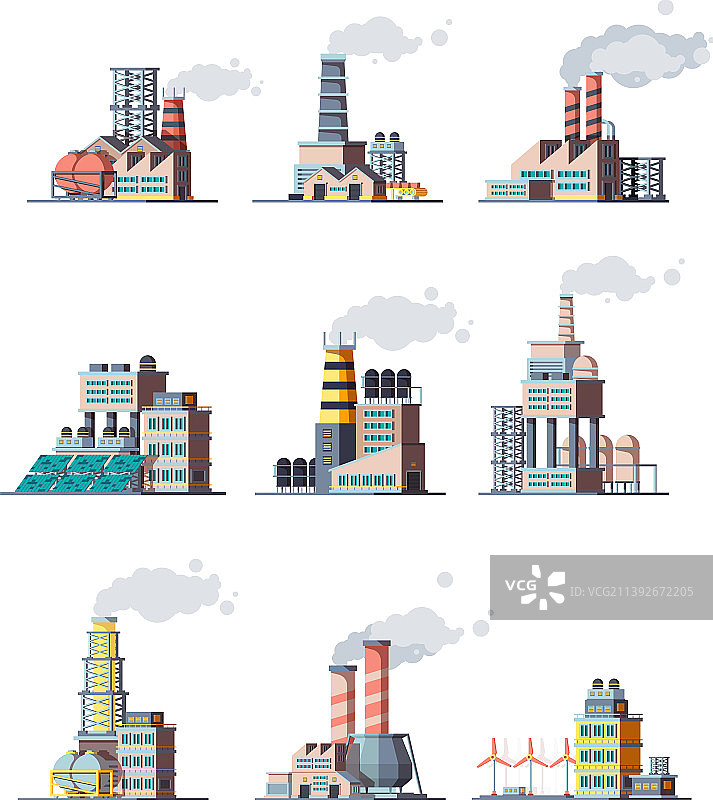 工厂的工业建筑冒烟的现代工厂图片素材