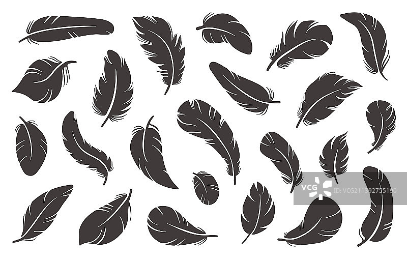羽毛图标黑色羽毛轮廓图片素材