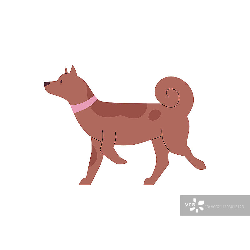 可爱的棕色狗或小狗形象扁平图片素材